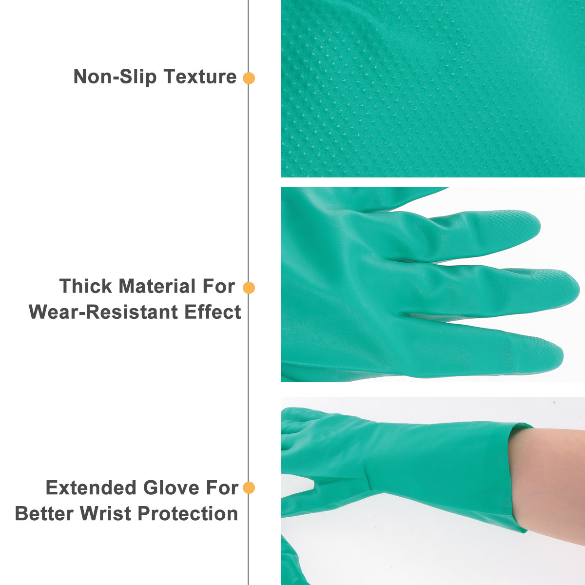 Dish Glove Rubber - 1 Par de Guantes Impermeables para